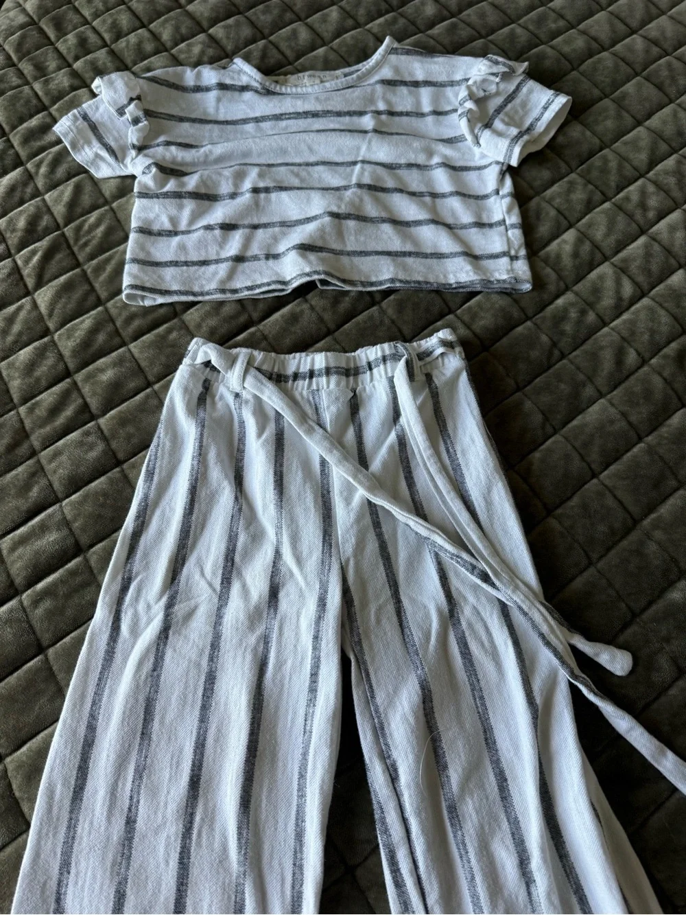 btween White Top with Gray Stripes
